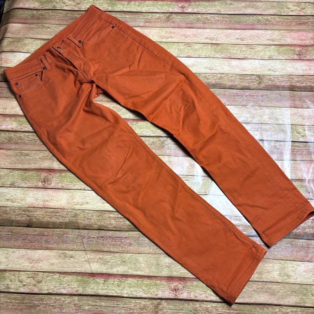 Levis 511 Slim Fit Pants Mens 33x32 Burnt Orange Rust Twill Trousers 04511-1681